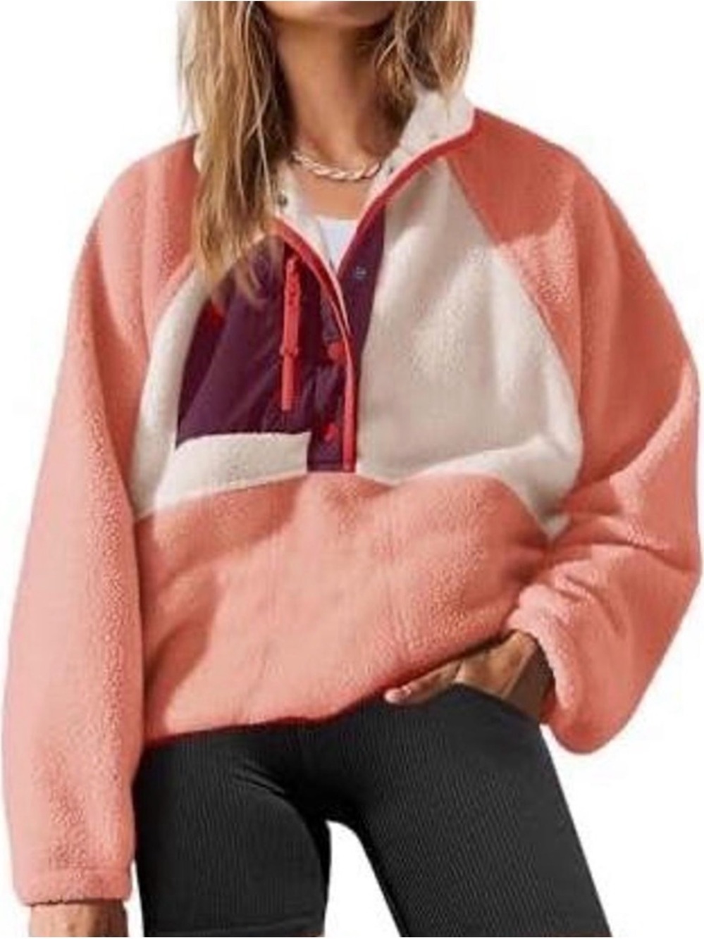 FPM Hit The Slopes Colorblock Fleece Pullover in Fruit Punch Combo Size XS NWT - Picture 1 of 11